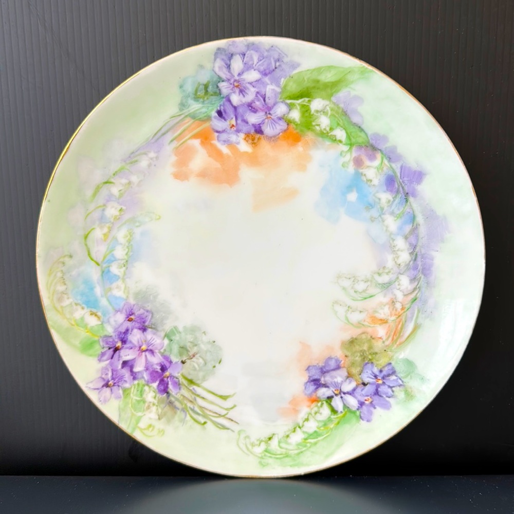 VTG Thomas Sevres Bavaria 9” Plate Floral Violets Lily of the Valley